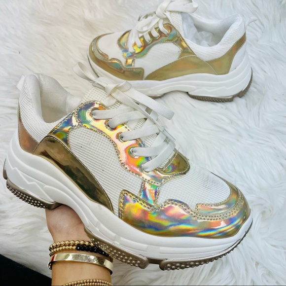 Gold metallic chunky sneaker - Picture 3 of 7